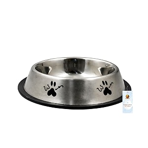 foodie puppies stainless steel bowl for dogs cats amp any pets - 700ml i non-skid rubber bottom foodwater bowl i non-toxic amp 100 safe for pets slate silver woof