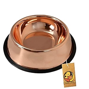 foodie puppies stainless steel bowl for dogs cats amp any pets - 700ml medium copper i non-skid foodwater bowl for dogspets i non-toxic amp 100 safe for pets
