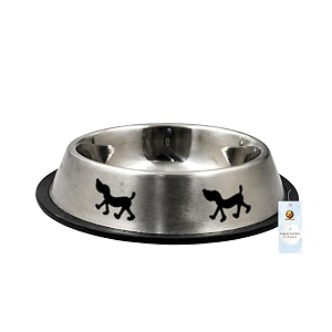 foodie puppies stainless steel bowl for dogs cats amp any pets - 700ml i non-skid rubber bottom foodwater bowl i non-toxic amp 100 safe for pets smoke silver dog