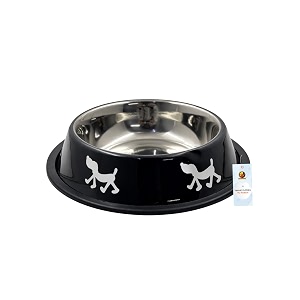 foodie puppies stainless steel bowl for dogs cats and any pets - 700ml i non-skid rubber bottom foodwater bowl i non-toxic and 100 safe for pets spider black dog