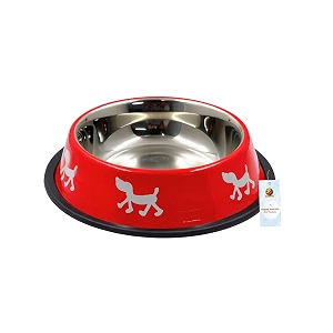 foodie puppies stainless steel bowl for dogs cats and any pets - 700ml i non-skid rubber bottom foodwater bowl i non-toxic and 100 safe for pets persian red dog