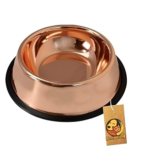 foodie puppies stainless steel bowl for dogs cats amp any pets - 700ml i non-skid rubber bottom foodwater bowl i non-toxic amp 100 safe for pets copper plain