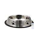 Foodie Puppies Stainless Steel Bowl for Dogs, Cats &amp; Any Pets - 700ml I Non-Skid Rubber Bottom Food/Water Bowl I Non-Toxic &amp; 100% Safe for Pets (Slate Silver, Woof)