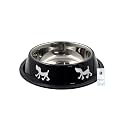 Foodie Puppies Stainless Steel Bowl for Dogs, Cats and Any Pets - 700ml I Non-Skid Rubber Bottom Food/Water Bowl I Non-Toxic and 100% Safe for Pets (Spider Black, Dog)
