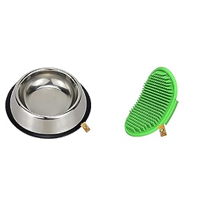 foodie puppies stainless steel bowl700ml medium silverpack of 1 amp pet massage rubber bath glove