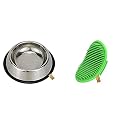 Foodie Puppies Stainless Steel Bowl700ml, Medium (Silver)(Pack of 1) &amp; Pet Massage Rubber Bath Glove