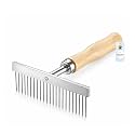 Foodie Puppies Stainless Steel Needles With Wooden Handle Pet Rake Hairbrush Grooming for Dogs and Cats. (T-Shape Rake Comb)