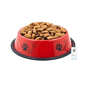 foodie puppies stainless steel paw bone printed bowl for dogs cats amp any pets - 700ml medium red i non-skid rubber bottom foodwater bowl i non-toxic amp 100 safe for pets
