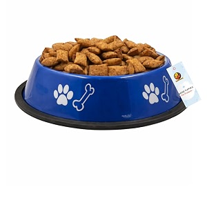 foodie puppies stainless steel paw bone printed bowl for dogs cats amp any pets - 700ml medium blue i non-skid rubber bottom foodwater bowl i non-toxic amp 100 safe for pets
