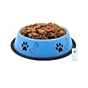 Foodie Puppies Stainless Steel Pet Feeding Paw &amp; Bone Print Bowl - 450ml (Sky Blue - Small) for Small Dogs &amp; Puppies | Food/Water Feeding Anti-Slip/Skid Rubber Base Bowl | Non-Toxic &amp; 100% Safe