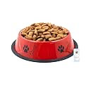 Foodie Puppies Stainless Steel Paw Bone Printed Bowl for Dogs, Cats &amp; Any Pets - 700ml, Medium (Red) I Non-Skid Rubber Bottom Food/Water Bowl I Non-Toxic &amp; 100% Safe for Pets