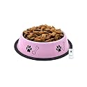Foodie Puppies Stainless Steel Paw Bone Printed Bowl for Dogs, Cats &amp; Any Pets - 700ml, Medium (Baby Pink) I Non-Skid Rubber Bottom Food/Water Bowl I Non-Toxic &amp; 100% Safe for Pets