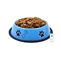 Foodie Puppies Stainless Steel Paw Bone Printed Bowl for Dogs, Cats &amp; Any Pets - 700ml, Medium (Sky Blue) I Non-Skid Rubber Bottom Food/Water Bowl I Non-Toxic &amp; 100% Safe for Pets
