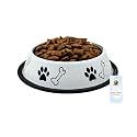 Foodie Puppies Stainless Steel Paw Bone Printed Bowl for Dogs, Cats &amp; Any Pets - 1800ml, Large (Royal White) I Non-Skid Rubber Bottom Food/Water Bowl I Non-Toxic &amp; 100% Safe for Pets