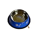 Foodie Puppies Stainless Steel Pet Feeding Paw &amp; Bone Print Bowl - 450ml (Blue - Small) for Small Dogs &amp; Puppies | Food/Water Feeding Anti-Slip/Skid Rubber Base Bowl | Non-Toxic &amp; 100% Safe