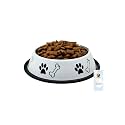 Foodie Puppies Stainless Steel Paw Bone Printed Bowl for Dogs, Cats &amp; Any Pets - 700ml, Medium (Royal White) I Non-Skid Rubber Bottom Food/Water Bowl I Non-Toxic &amp; 100% Safe for Pets