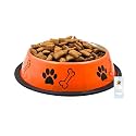 Foodie Puppies Stainless Steel Paw Bone Printed Bowl for Dogs, Cats &amp; Any Pets - 1800ml, Large (Fiery Orange) I Non-Skid Rubber Bottom Food/Water Bowl I Non-Toxic &amp; 100% Safe for Pets