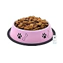 Foodie Puppies Stainless Steel Paw Bone Printed Bowl for Dogs, Cats &amp; Any Pets - 700ml, Medium (Baby Pink) I Non-Skid Rubber Bottom Food/Water Bowl I Non-Toxic &amp; 100% Safe for Pets