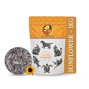 foodie puppies striped sunflower seeds bird food - 1kg pouch for parrots parakeets lovebird cockatiels macaws conures budgies african grey cockatoo amp java birds