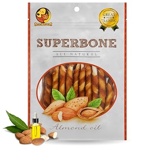 foodie puppies superbone 27-in-1 stick dog treat - almond oil big pack  healthy chicken snack high protein easily digestible chew treat  dry treat ideal for training for all types of dogs