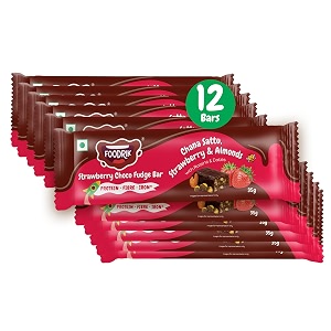 foodrik chana sattu choco nutri energy snack bar almonds strawberry oats dates amp honey protein fibre amp iron no preservatives artificial colours amp flavours healthy amp tasty strawberry 12