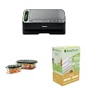 FoodSaver V4400 2-in-1 Vacuum Sealer Machine, Black and Silver &amp; 2116382 Preserve &amp; Marinate Vacuum, Clear (Count-2) &amp; Vacuum Sealer Bags, 8" (2 Pack) and 11" (3 Pack) Multipack
