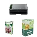 FoodSaver V4400 2-in-1 Vacuum Sealer Machine &amp; Vacuum Sealer Bags, 11" x 16' (Pack of 3) &amp; FoodSaver Vacuum Sealer Bags for Airtight Food Storage and Sous Vide, 1 Quart Precut Bags (44 Count)