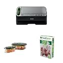 FoodSaver V4400 2-in-1 Vacuum Sealer Machine &amp; 2116382 Preserve &amp; Marinate Vacuum -Containers &amp; Vacuum Sealer Bags, Rolls for Custom Fit Airtight Food Storage and Sous Vide, 11" x 16' (Pack of 3)