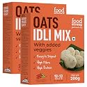 Foodstrong Oats Idli Mix, High Protein & Fibre, Easy to Digest, With Added Carrots & French Beans, No Preservatives, Ready to Cook Instant Mix 200 g x Pack of 2, Makes 12-13 Idlis Per Pack