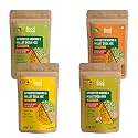 Foodstrong Sprouted Moong Instant Chilla/Dosa Mix with the Goodness of Millets, Breakfast Mix, 55 g Protein, 12 g Fibre, Combo Pack of 4, 150 g, (Chilli Chat, Chilli Garlic, Classic Salted &amp; Achari)