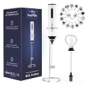 FoodVille MF05 Rechargeable Milk Frother Handheld Foam Maker with Stainless Whisk for Cappuccino, Latte, Bulletproof Coffee, Keto Diet, Protein Powder, Matcha (2019 Summer New Version)