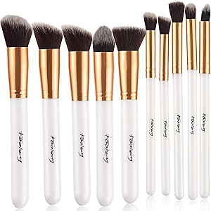 set of 10 professional makeup brushes kit br-15c - white