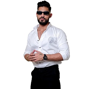 Foomer Green Paisley Printed Opaque Party Shirts