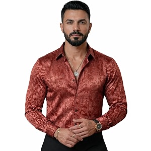 Foomer Green Paisley Printed Opaque Party Shirts