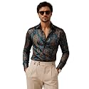 Foomer Green Paisley Printed Opaque Party Shirts