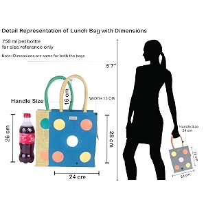 foonty polka popup style jute lunch bag men and women