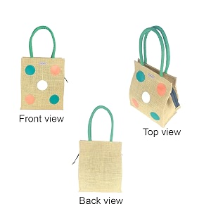 foonty polka popup style jute lunch bag men and women