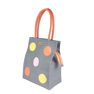 foonty polka popup style jute lunch bag men and women