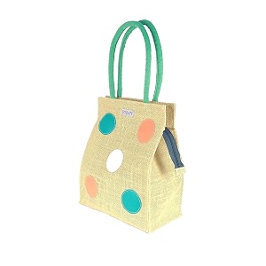 foonty polka popup style jute lunch bag men and women