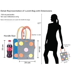 foonty polka popup style jute lunch bag men and women