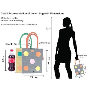 foonty polka popup style jute lunch bag men and women