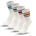 Foot Cardigan Organic Cotton Kids Socks, Non Slip Grip Crew, 5 Pairs Boys Girls Toddler to Teen Ages 2-14