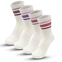 Foot Cardigan Organic Cotton Kids Socks, Non Slip Grip Crew, 5 Pairs Boys Girls Toddler to Teen Ages 2-14