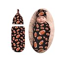 Football Baby Stuff Swaddle Blankets Beanie Hat Sets, Soft and Stretchy Newborn American Football Blanket Swaddle Sack for Baby Shower Infant Boy and Girl