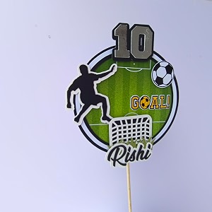 football birthday cake topper with custom name amp age  handcrafted sports theme cake decoration