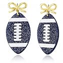 Football Bow Earrings for Women Game Day Football Mom Shirt Essentials Acrylic Cheer Dangle Earrings Game Day Outfits Accessories Sports Fans Jewelry Gift