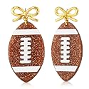 Football Bow Earrings for Women Game Day Football Mom Shirt Essentials Acrylic Cheer Dangle Earrings Game Day Outfits Accessories Sports Fans Jewelry Gift