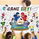Football Coloring Tablecloth For Kids, Fun 30x72 Inch Poster With Footballs, Helmets, Field Designs, Perfect For Sports Party Games, Game Day Decorations, Classroom Fun, Celebration Supplies