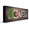 FOOTBALL Custom Photo Name Art | Premium Stretched Canvas | 18”x6"