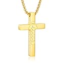 Football Game Day Cross Necklace for Boys Men, Stainless Steel Bible Verse Cross Pendant Chain Sports Gear Stuff Christian Religious Jewelry Gifts
